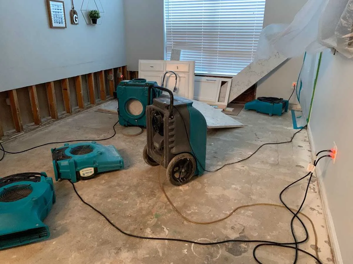 Dehumidifier in flood-cut room for Water Damage Restoration in Schuylkill